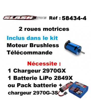 SLASH HD 1/10 2WD 2,4Ghz RTR VX3 BRUSHLESS ID TSM TRAXXAS 58434-4-RNRX
