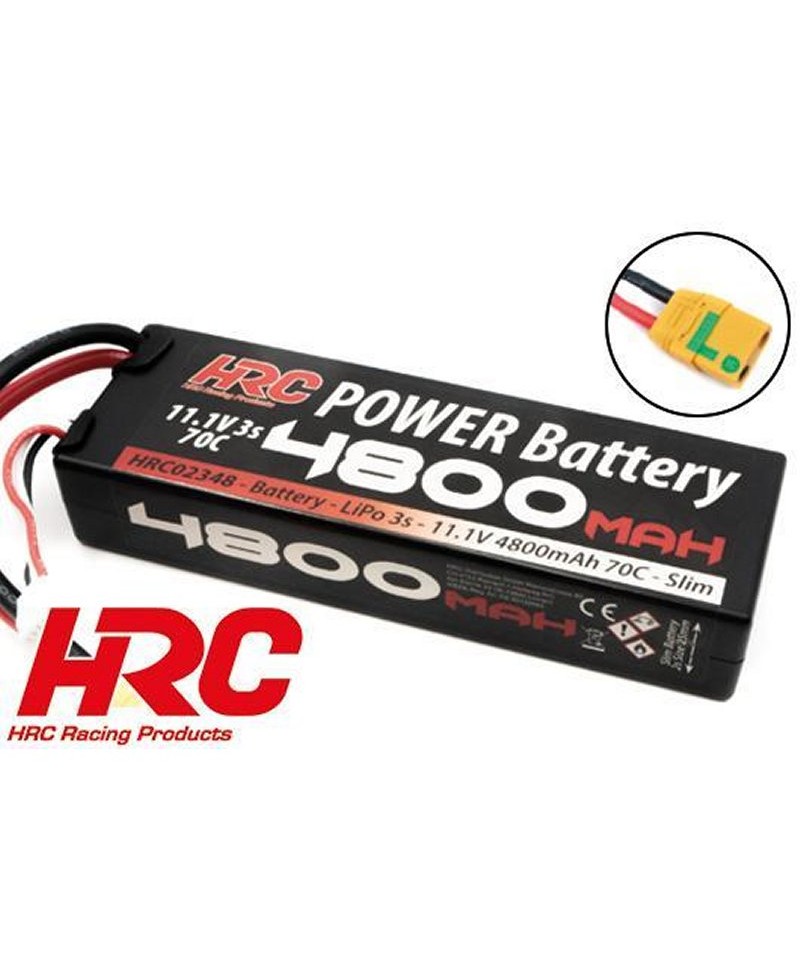 Batterie LiPo 3S 11,1V 4800mAh 70C HARD CASE HRC Racing pour voiture HRC02348X