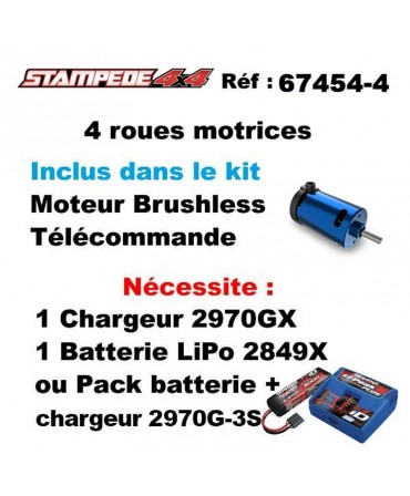 STAMPEDE HD 1/10 4WD 2,4Ghz RTR VX3 BRUSHLESS ID TSM TRAXXAS 67454-4-ORNG