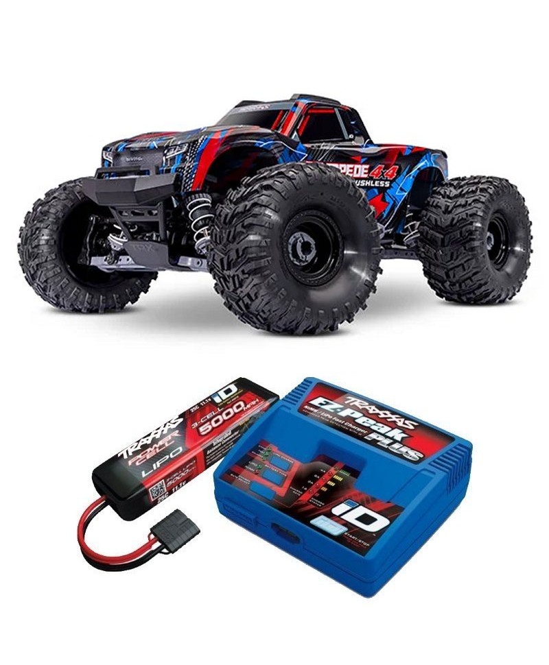 STAMPEDE HD ROUGE 4WD VX3, VITESSE 80KM/H (COMBO MODELISME SHOP) - TRAXXAS TRX67454-4-RED-2970G-3S