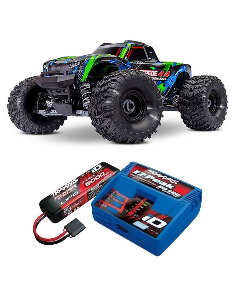 STAMPEDE HD VERT 4WD VX3, VITESSE 80KM/H (COMBO MODELISME SHOP) - TRAXXAS TRX67454-4-GRN-2970G-3S