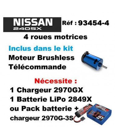 TRAXXAS NISSAN 240SX 4-TEC 2.0 1/10 4WD 2,4Ghz RTR VX3 BRUSHLESS ID TSM 93424-4-BLK