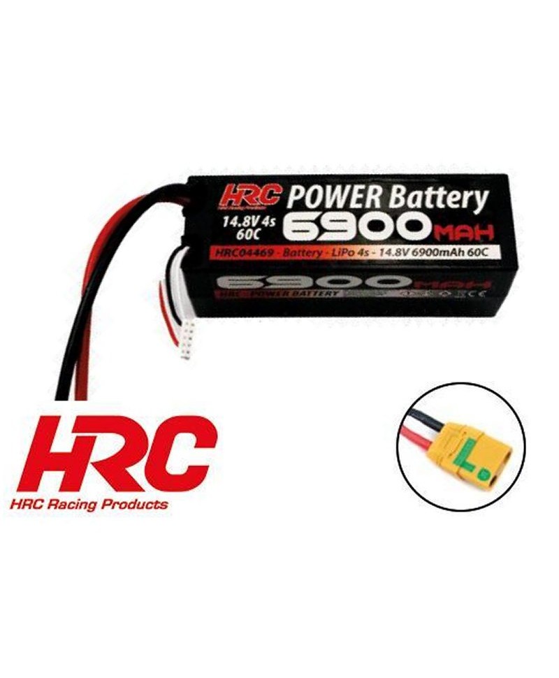 Batterie LiPo 4S 14,8V 6900mAh 60C HARD CASE HRC Racing pour voiture HRC04469X