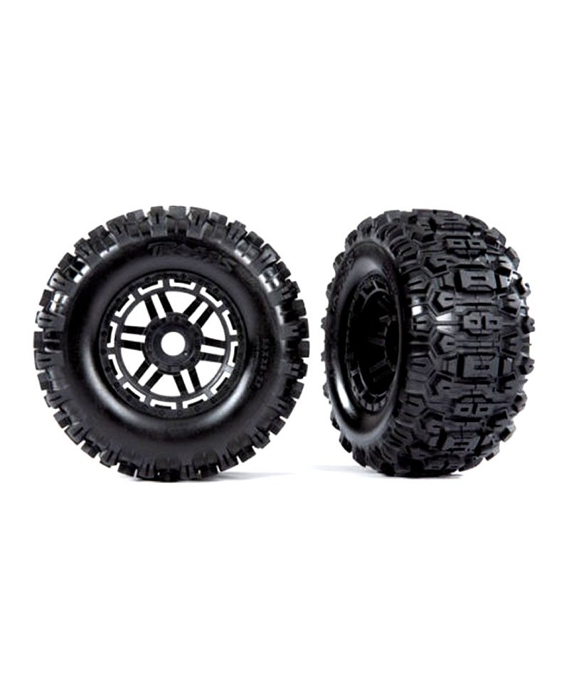 Roues montées collées SLEDGEHAMMER 2.8/3.6'' TSM noires (2pcs) MAXX TRAXXAS 8973