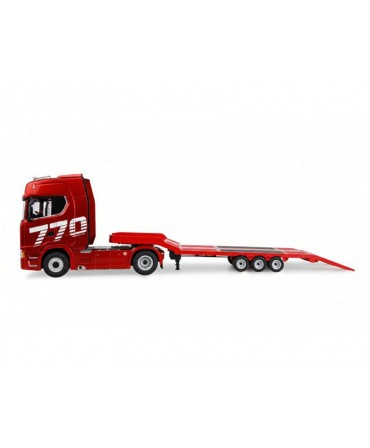 TRACTEUR ROUTIER SCANIA 770 S + SEMI-REMORQUE PLATEAU 1/18 6X4 2,4Ghz RTR ROUGE 22775