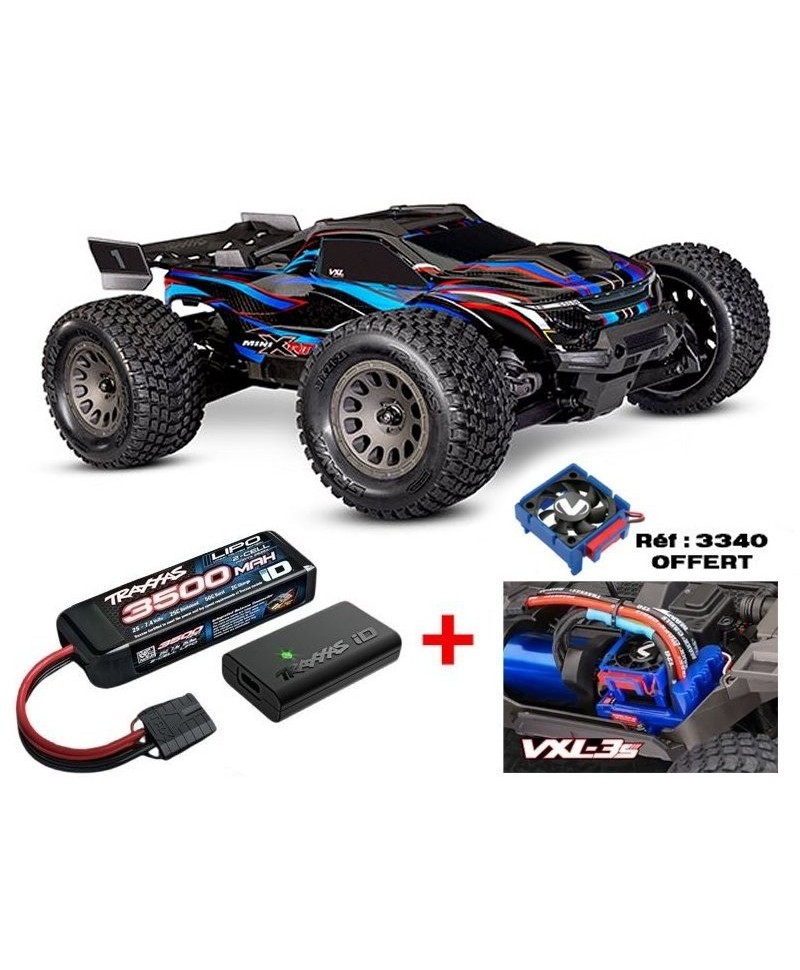 MINI XRT 1/16 4WD 2,4Ghz RTR VXL 3S FAN 3340 TRAXXAS USB-C 108076-1-BLUEX