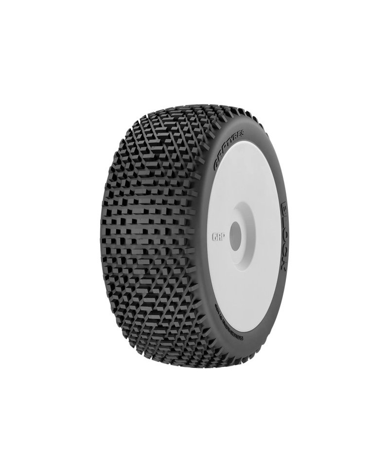 GRP - Pneus 1/8 M20 BLOCK - N25 Super Soft - Jantes Blanches - (2pcs) GMX20-N25
