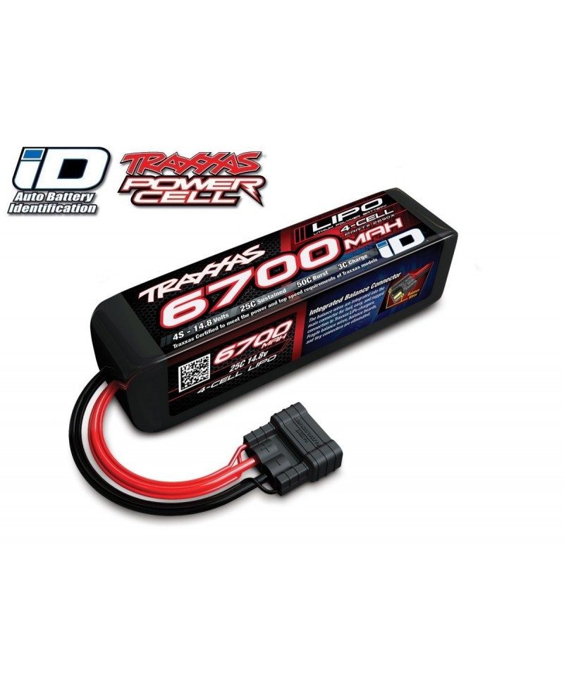 Batterie LiPo 4S 14,8V 6700mAh 25C ID pour voiture TRAXXAS 2890X