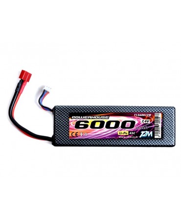 Batterie LiPo 2S 7,4V 6000mAh 45C HARD CASE T2M pour voiture