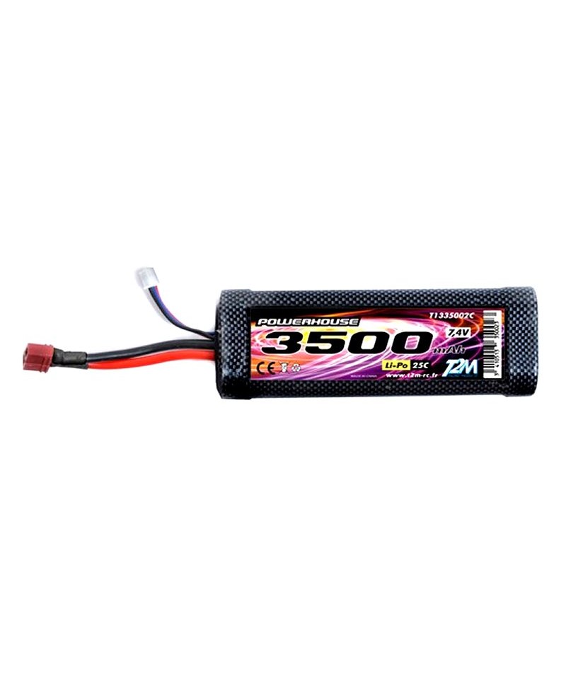 Batterie LiPo 2S 7,4V 3500mah 25C HARD CASE T2M pour voiture