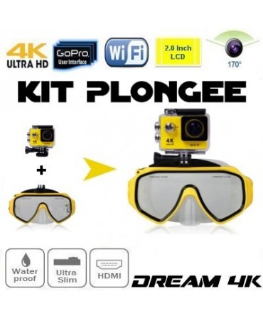 Kit plongée masque et caméra sport Ultra HD 4K WiFi étanche DREAM DIVING 4K 