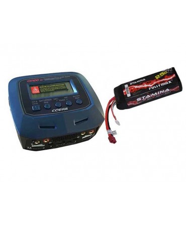 Pack chargeur 100W AC/DC + batterie LiPo 4S 14,8V 5000mAh 25C HARD CASE