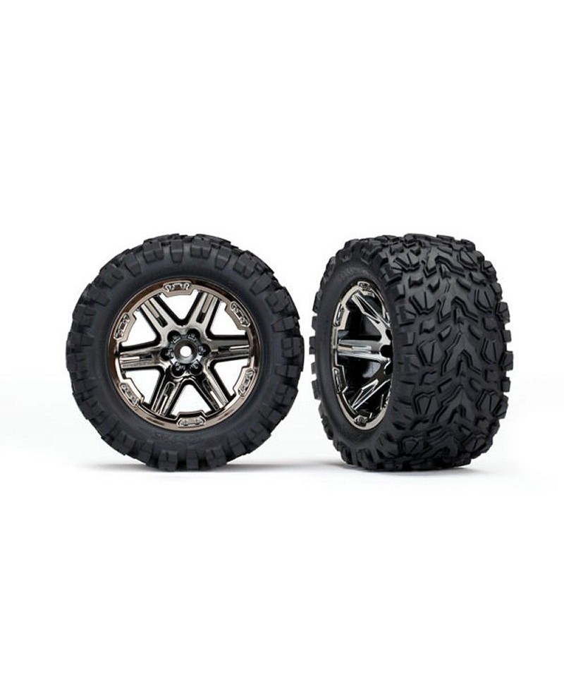 Roues montées collées RXT chromées noires talon (2pcs) arrière TRAXXAS 6774X