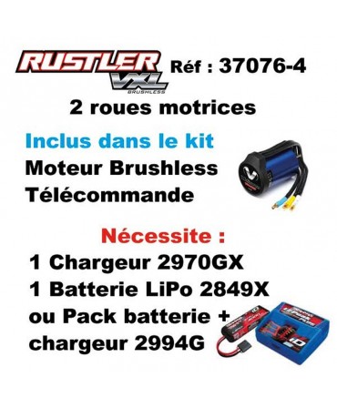 RUSTLER 1/10 2WD 2,4Ghz RTR VXL BRUSHLESS ID TSM TRAXXAS 37076-4-ORNGX